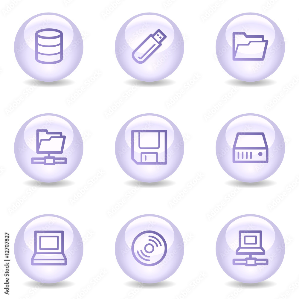 Drives and storage web icons, glossy pearl series Drives and storage web icons, glossy pearl series