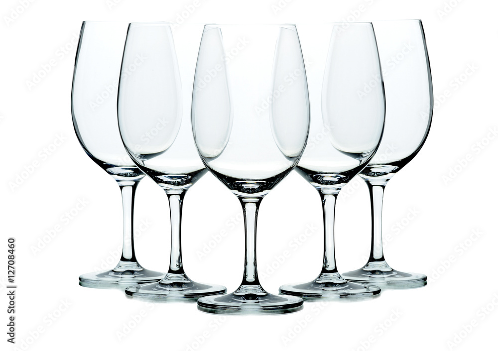 Five wine glasses isolated on white Five wine glasses isolated on white