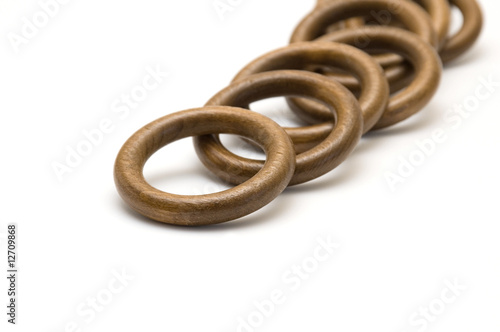 Wooden rings on a white background