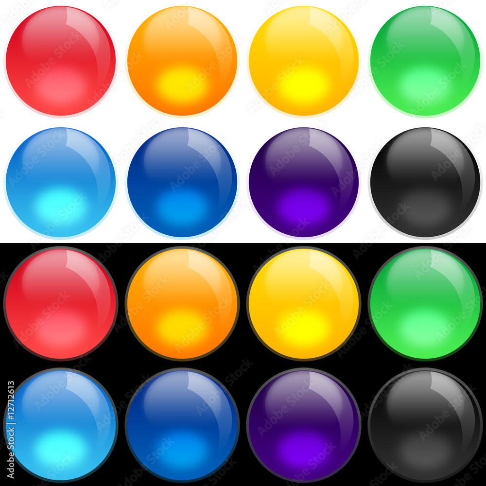 Color buttons set on black and white background Color buttons set on black and white background