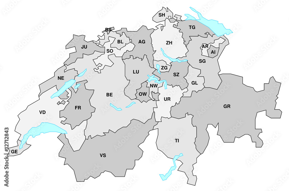 Schweiz - Karte der Kantone Stock Vector | Adobe Stock