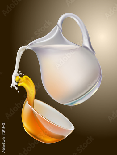 Milk and honey are mixed in splashing