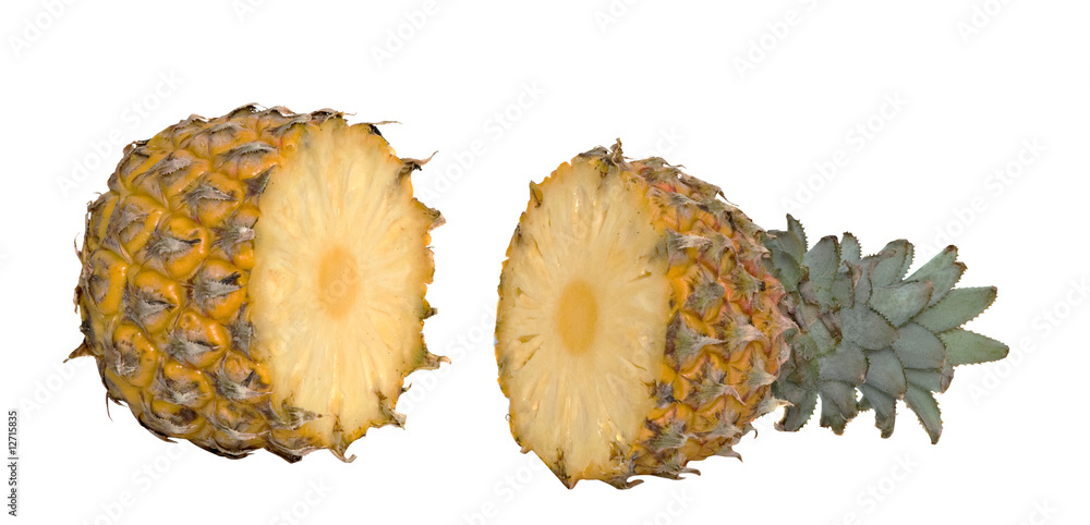 Sections of pineapple isolated on white background Sections of pineapple isolated on white background