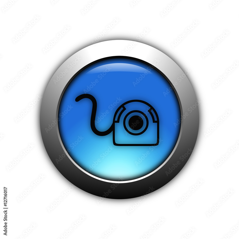 aqua blue webcam button with metalic ring