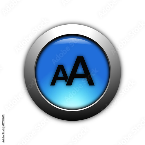 aqua blue font size button with metalic ring