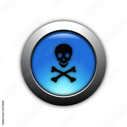 aqua blue danger button with metalic ring