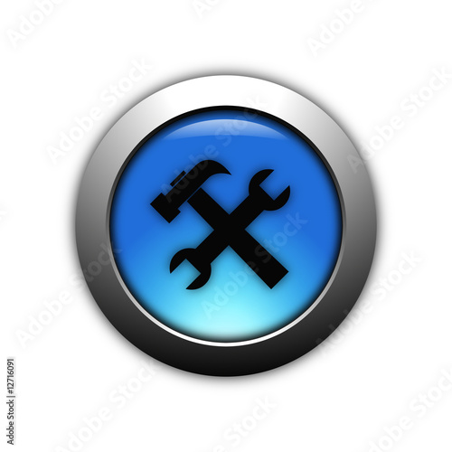 aqua blue repair button with metalic ring