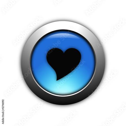 aqua blue love button with metalic ring