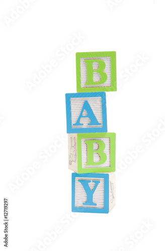 Baby written in childs blocks with clipping path