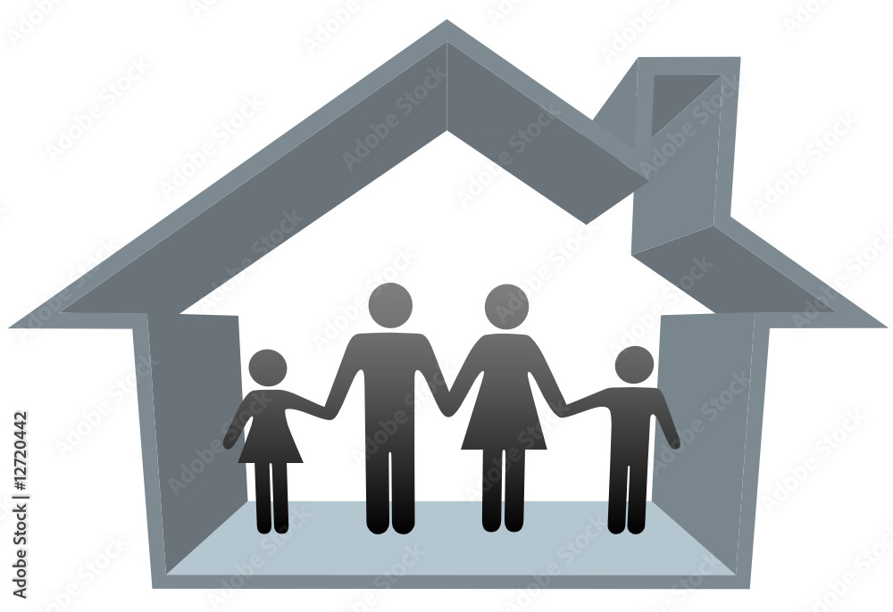 House of happy family parents and children safe at home House of happy family parents and children safe at home