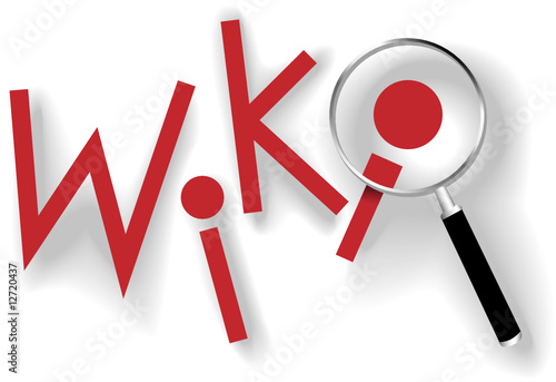 Wiki keys magnifying glass to find information photo