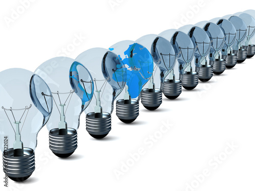 Row of electric bulbs on a ...
