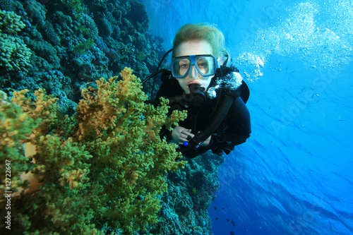 Scuba Diver in Coral Reef