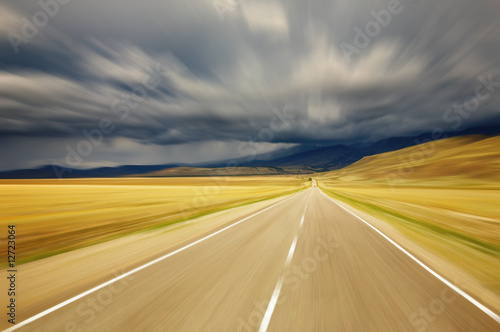 Empty road with motion blur