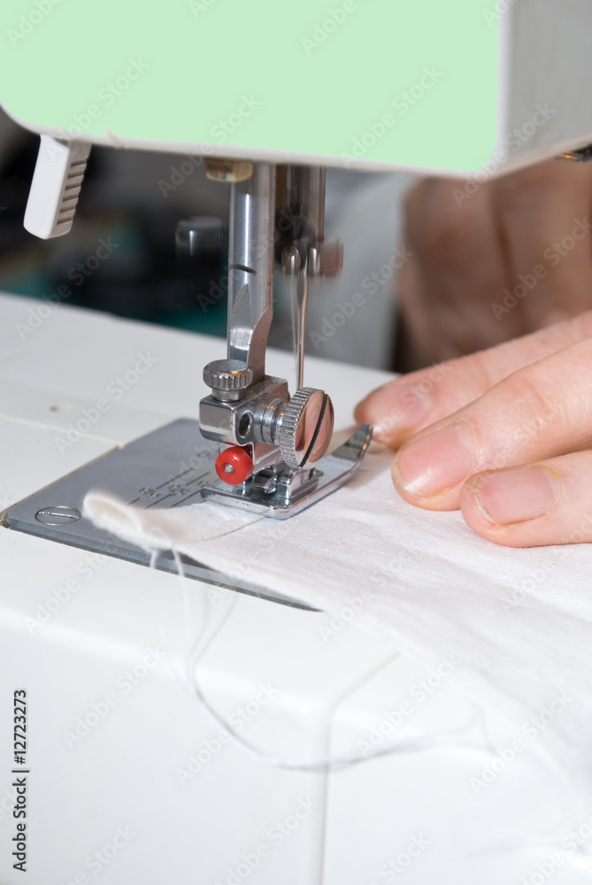 Hand sewing on a machine