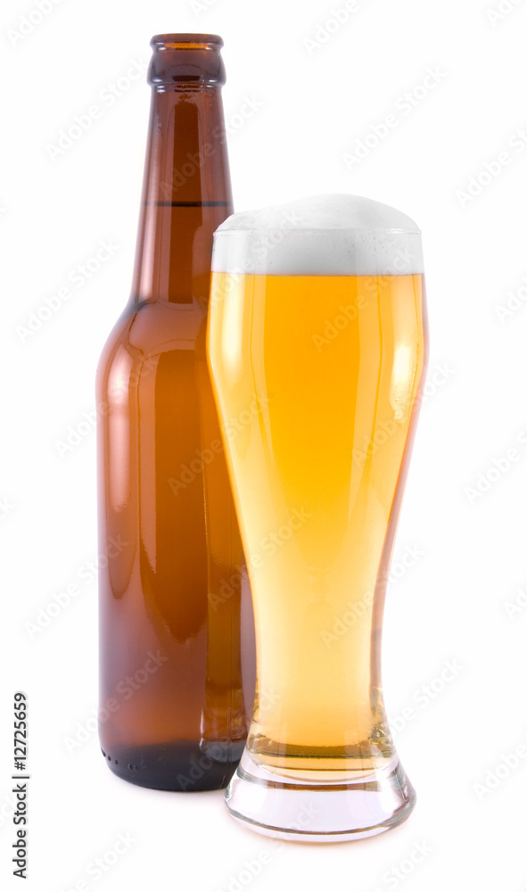 a bottle and a glass of beer a bottle and a glass of beer