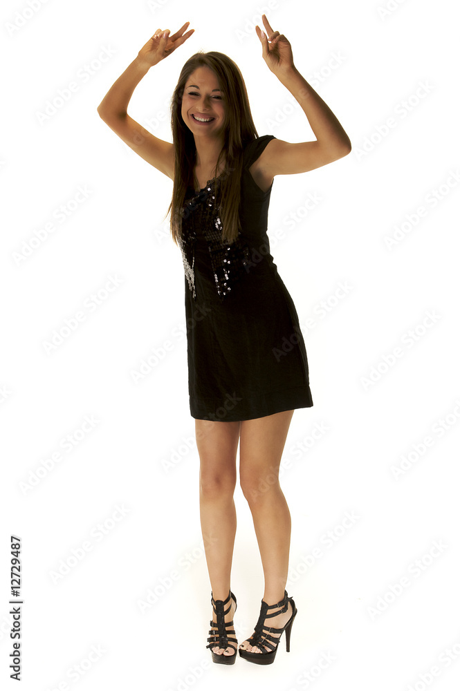 Party Girl with both hands in the air Party Girl with both hands in the air