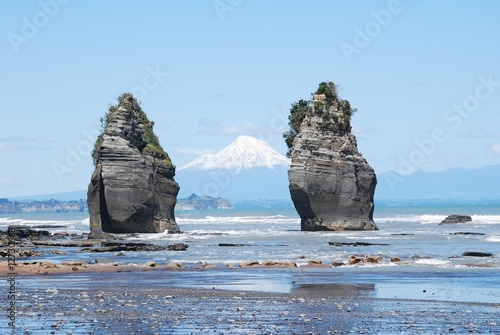 The Three Sisters and Mount Taranaki, New Zealand © GlobalTraveller
