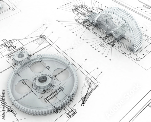 mechanical sketch with gears