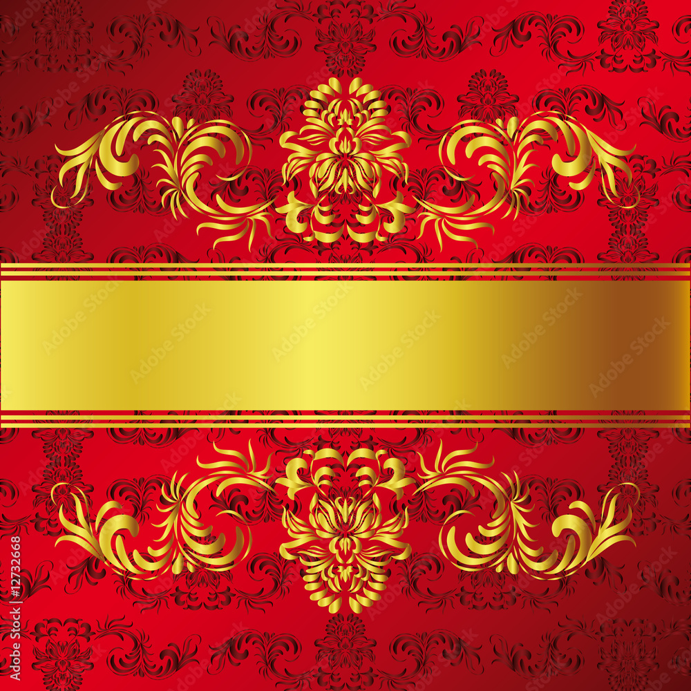 Floral background with the gold ribbon