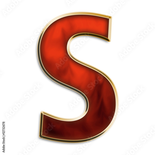 Letter S in fiery orange & gold
