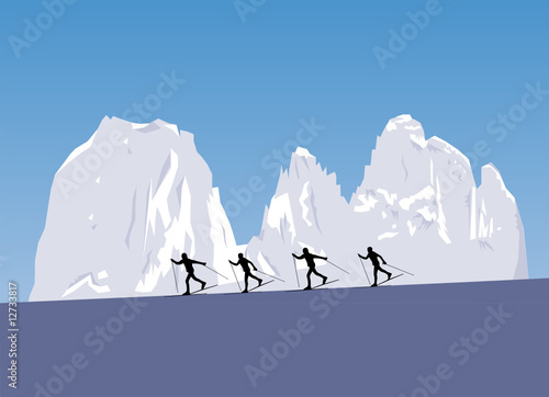 Nordic skiing in the mountains