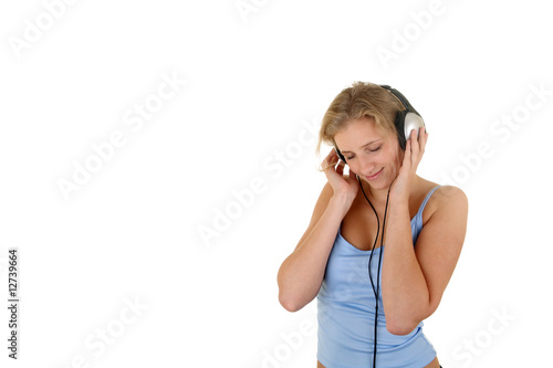 Pretty girl listening to the music