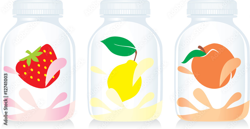 isolated fruit yogurt glass bottles isolated fruit yogurt glass bottles