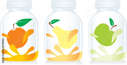 isolated fruit yogurt glass bottles