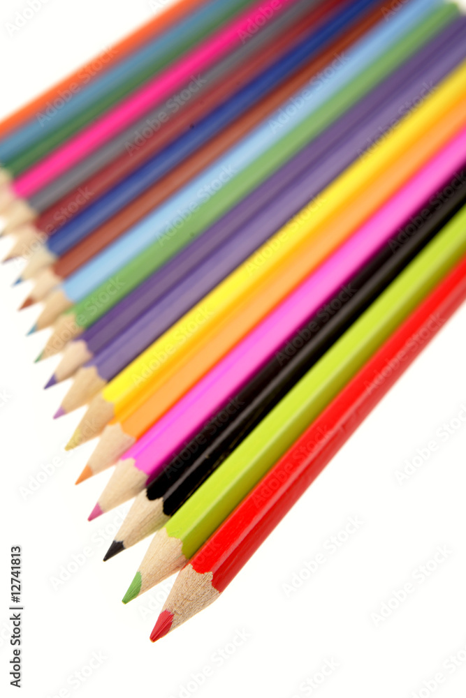 Fototapeta premium Colored pencils on white background
