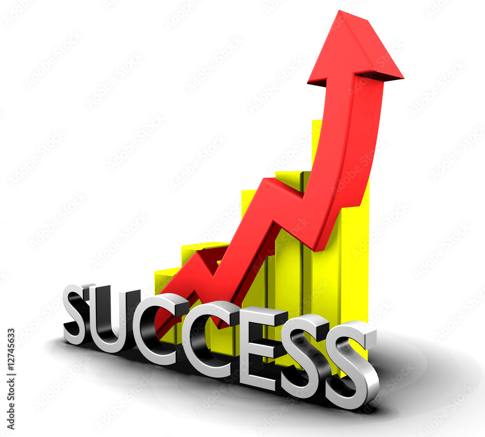 Statistics graphic with success word Statistics graphic with success word