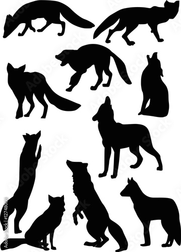 fox and wolf silhouettes