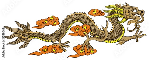 Chinese dragon, flying in the sky, symbol of power and might
