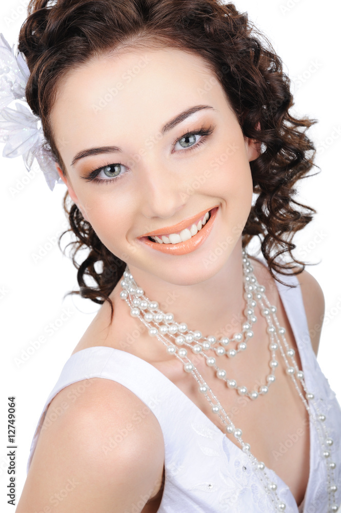 smiling caucasian bride