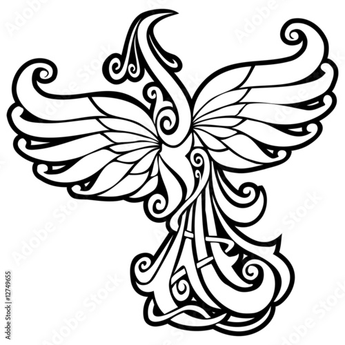Firebird, mythical creature from Russian tales, vector