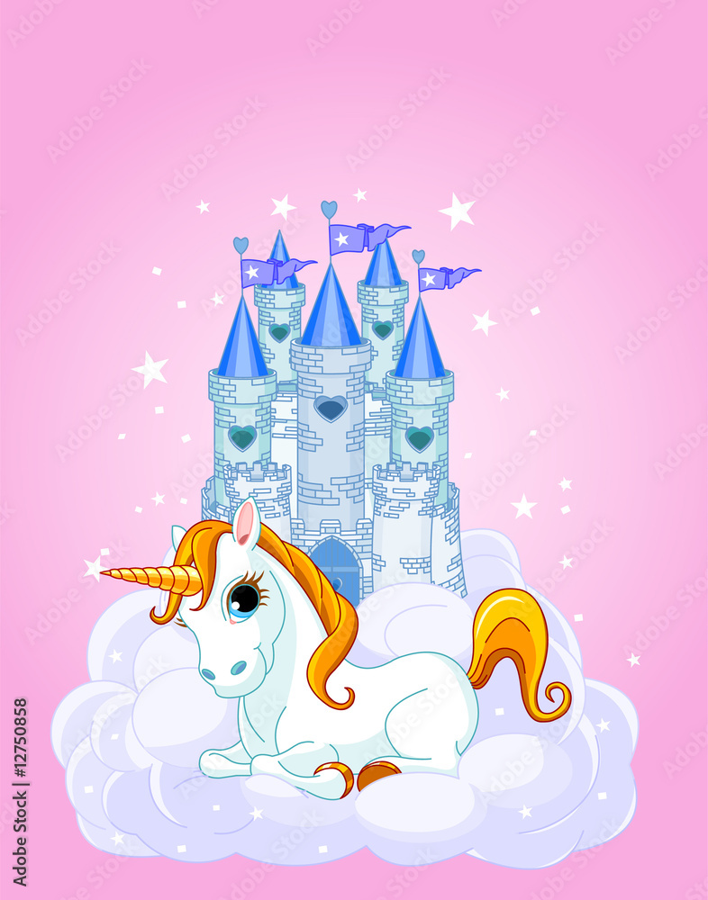 Fototapeta Castle and Unicorn