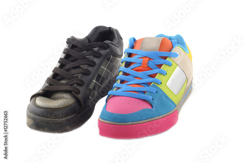 old and new emo shoe isolated