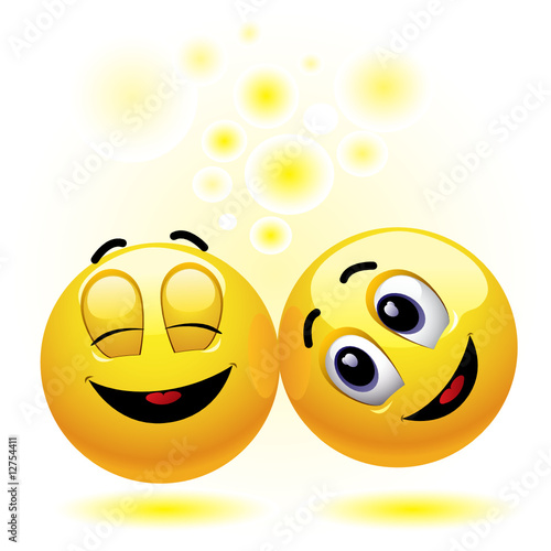 two smiling balls having fun and enjoying each others company