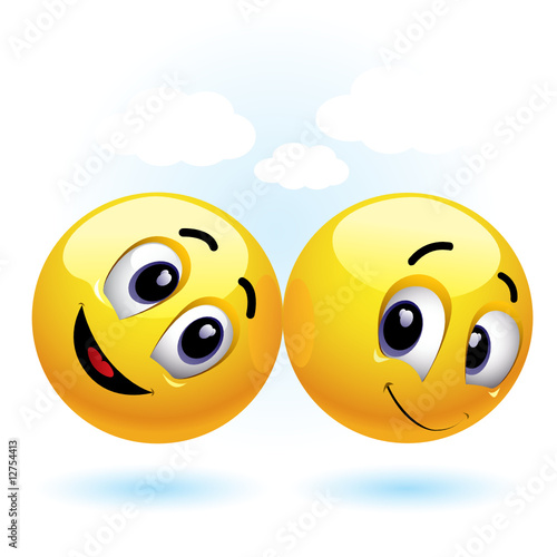 two smiling balls having fun and enjoying each others company