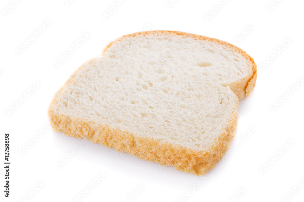 Slice of bread isolated on white background.