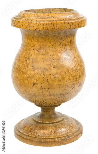 Decoration wood vase on white