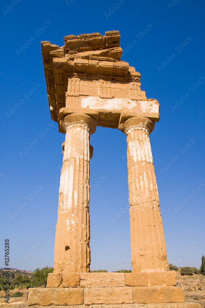 greek temple at the sunset