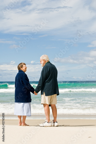 Affectionate Senior Couple at Beach