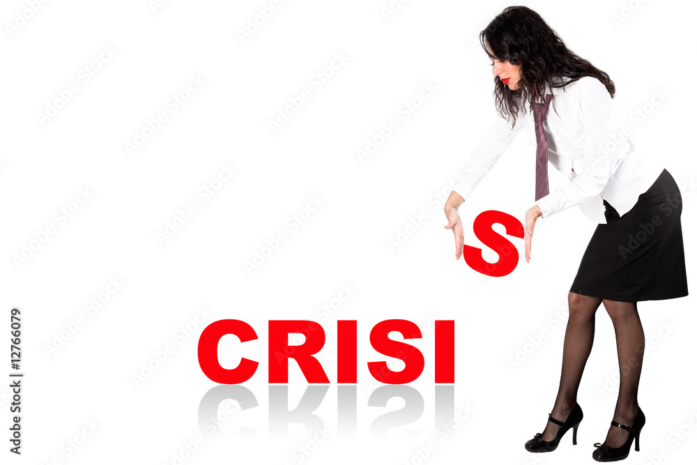 Business woman with word isolated on white, concept picture Business woman with word isolated on white, concept picture