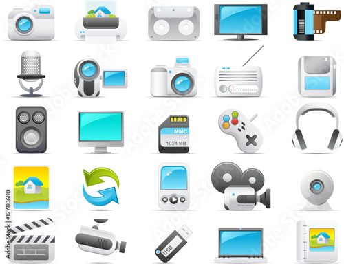 Nouve icon set: Media and Electronics