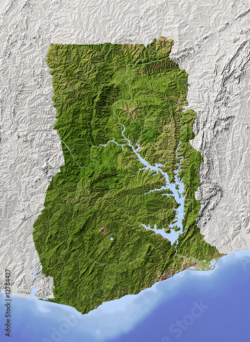 Fototapeta Naklejka Na Ścianę i Meble -  Ghana, shaded relief map