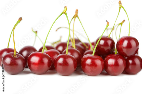 ripe cherries isolated