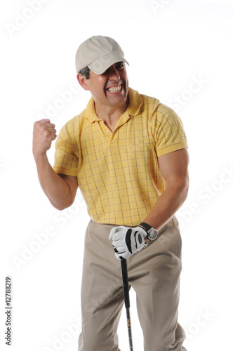 Golfer celebrating