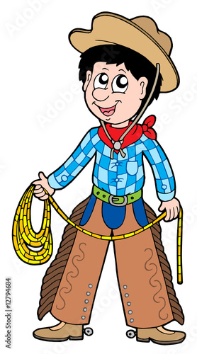 Cartoon cowboy with lasso