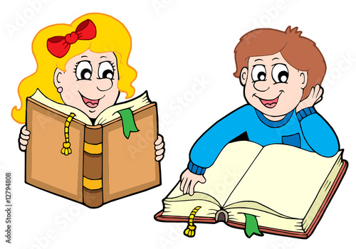 Reading boy and girl